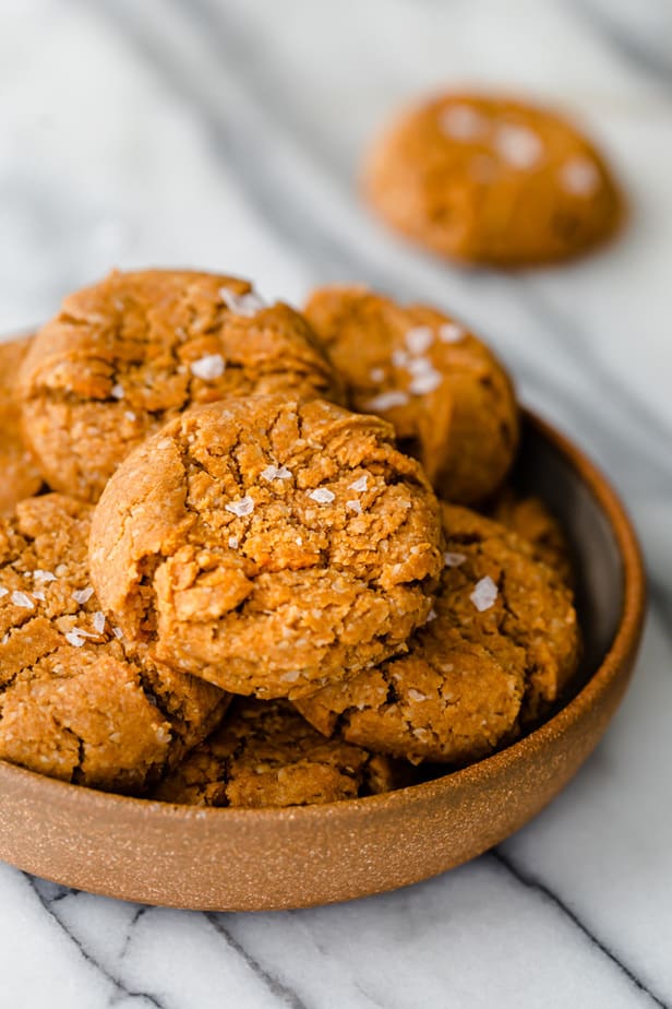 Bowl of the grain free cookies made with oat flour