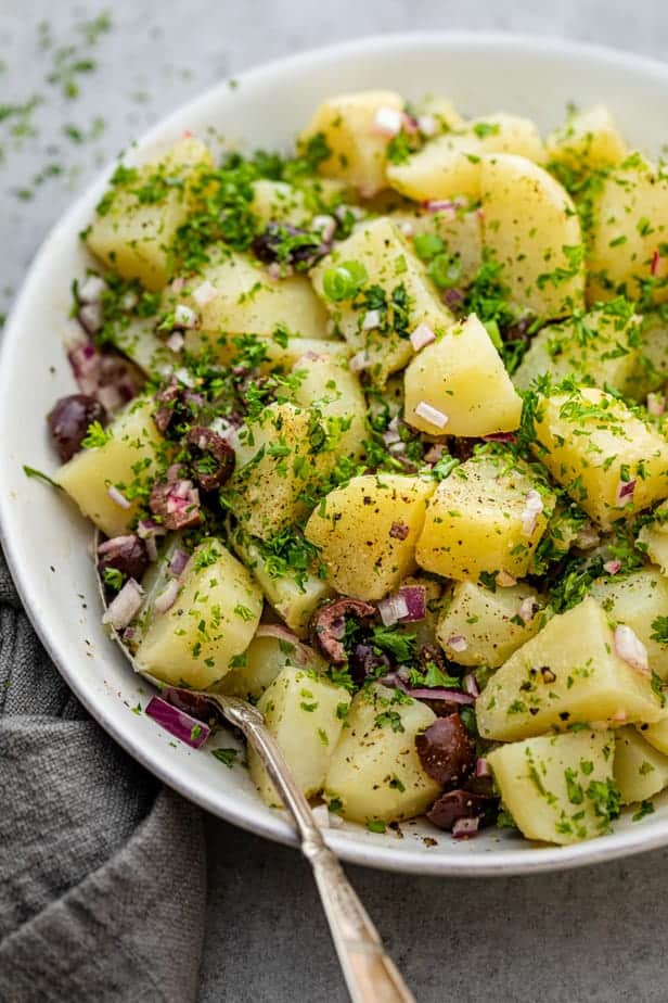 Garlic Herb Potato Salad (no mayo!) + RECIPE VIDEO