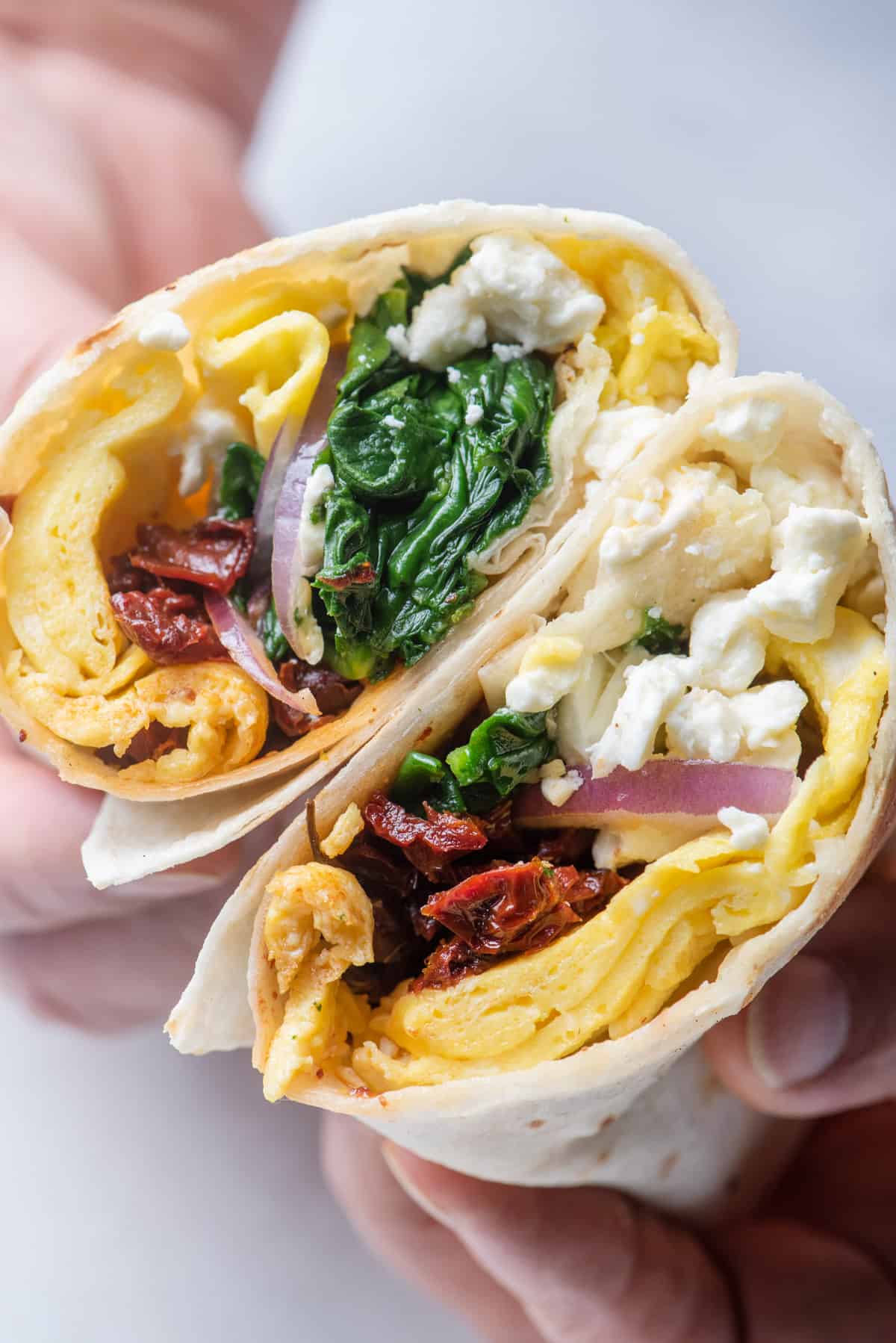 Mediterranean Egg Wrap {Breakfast Sandwich} - FeelGoodFoodie