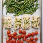 Sheet pan cod with green beans and cherry tomatoes