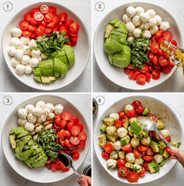 Process shots to show how to throw together the salad