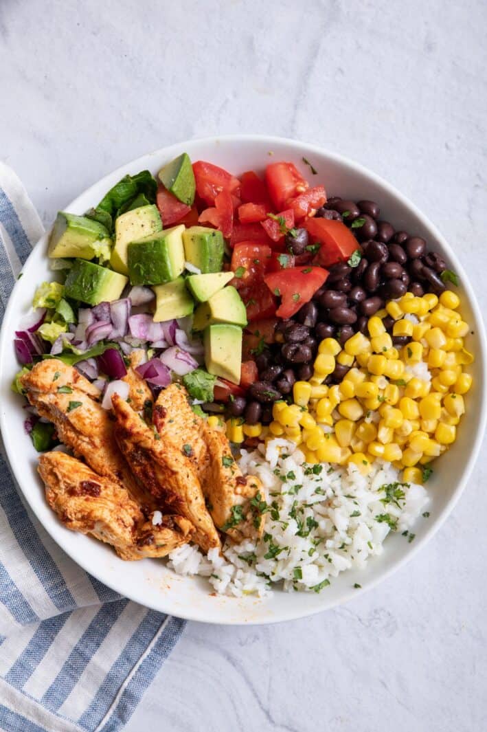 Chicken Burrito Protein Bowl {Chipotle Inspired Recipe} Feel Good Foodie