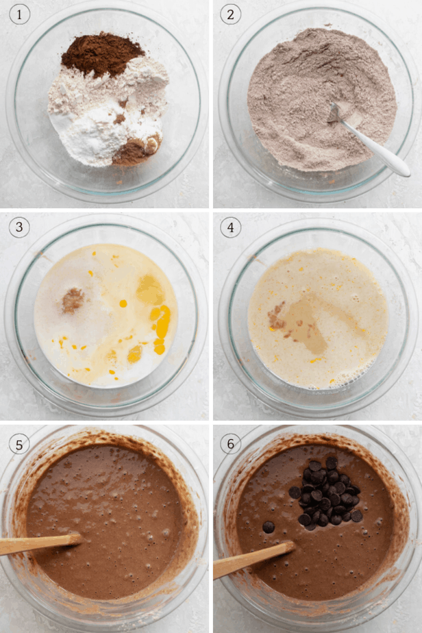 Process shots to show how to make the muffin recipe 