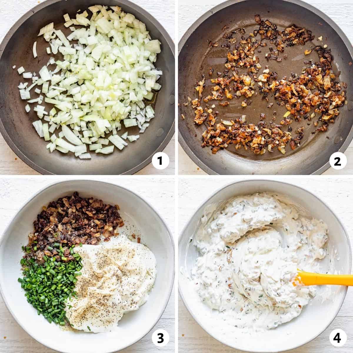 4 image collage showing how to make the recipe