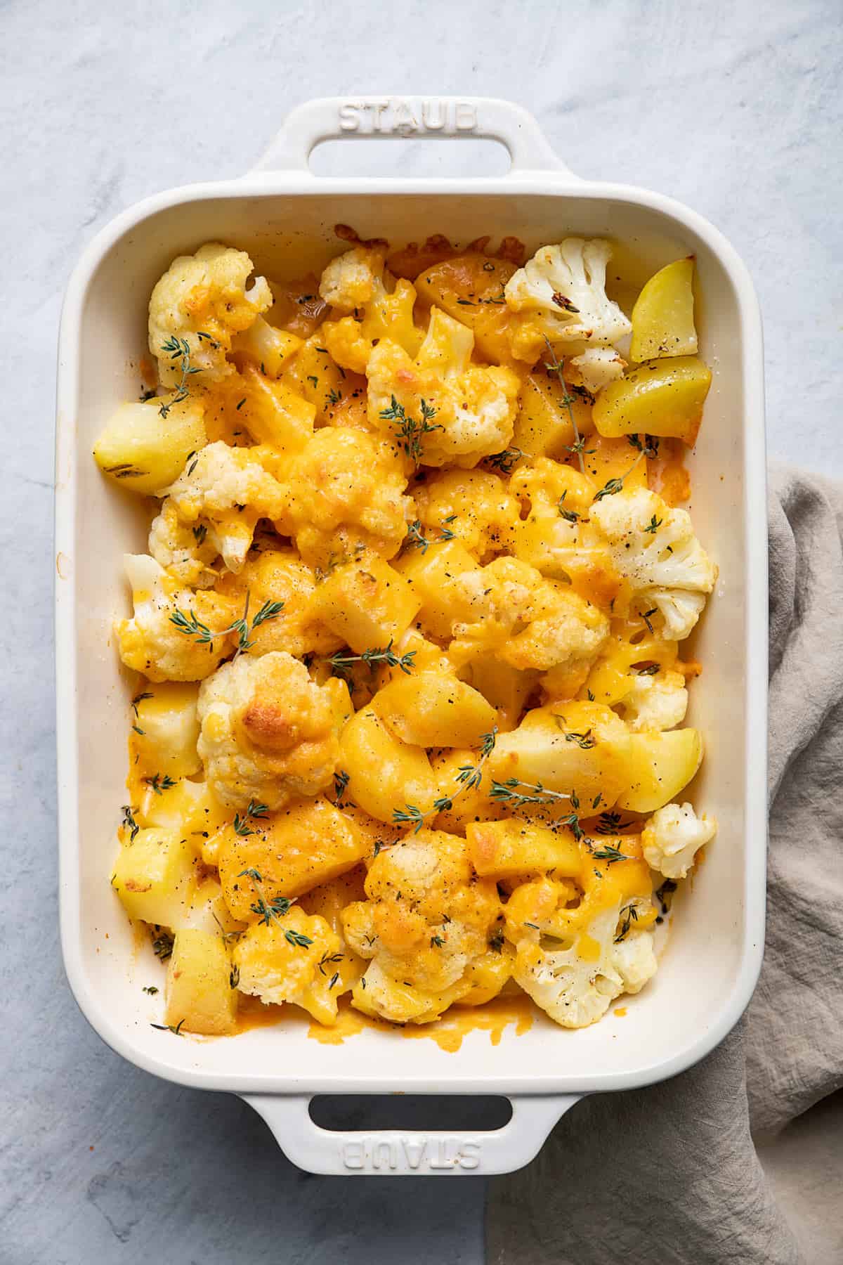 Top down shot of Potato Cauliflower Bake