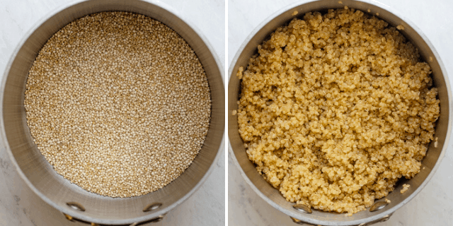 Process shots to show how to cook the quinoa