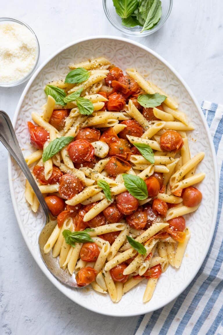 Roasted Cherry Tomato Pasta {With Penne} - Feel Good Foodie