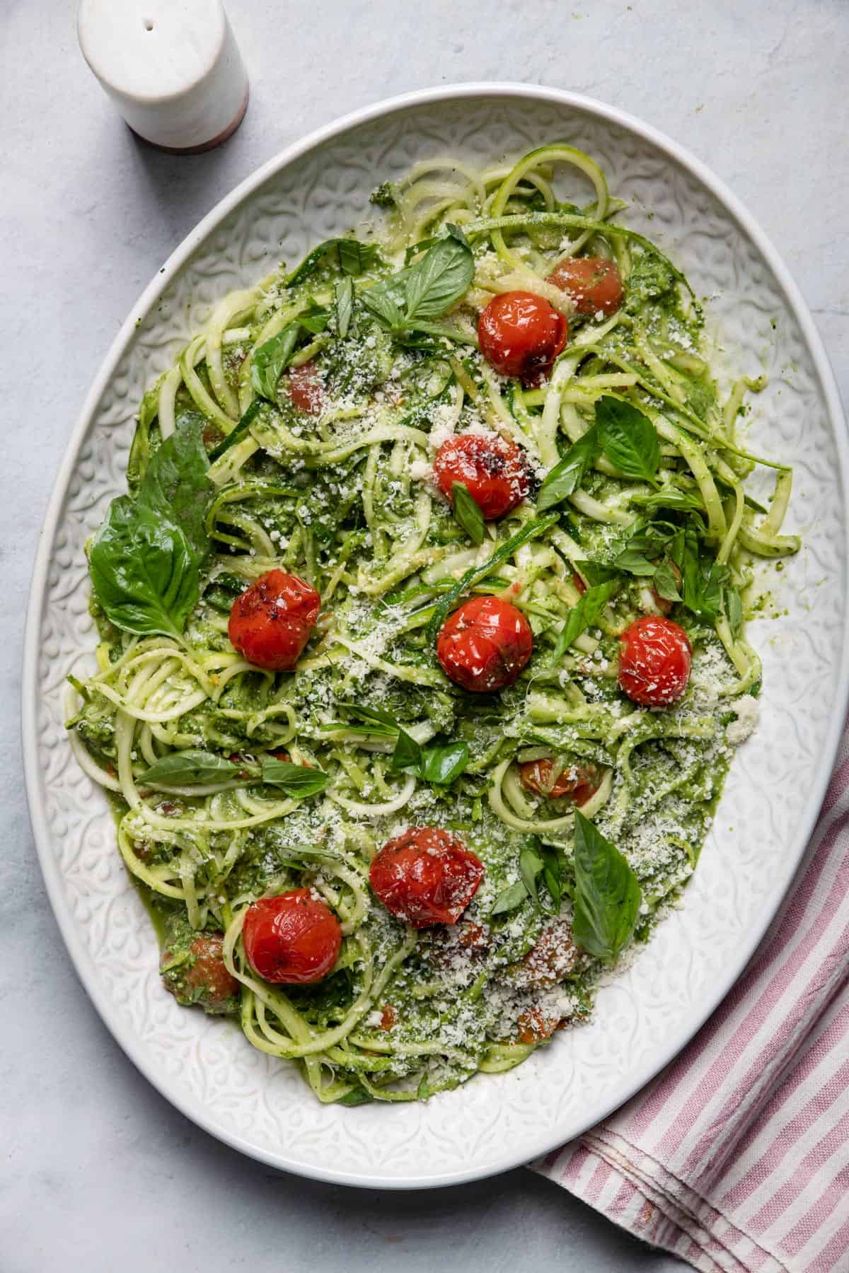 Zucchini Noodles with basil and pine nuts