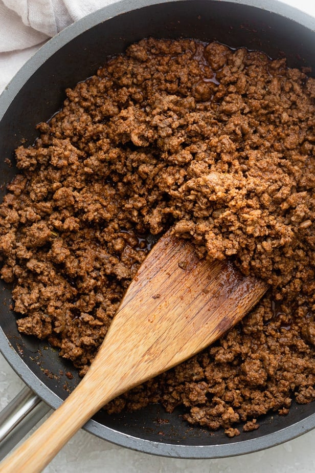 homemade taco meat in a skillet