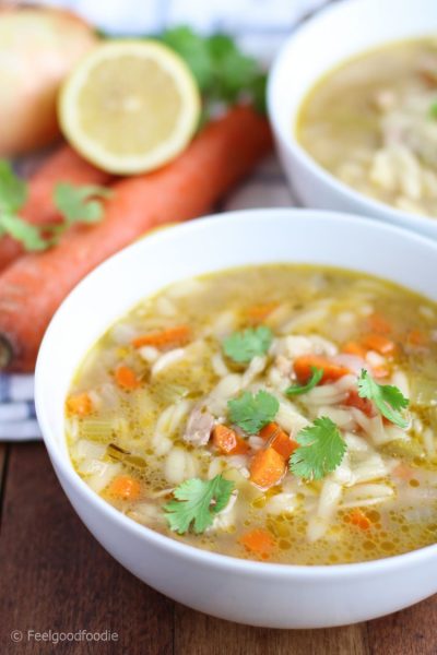 Chicken Lemon Orzo Soup | FeelGoodFoodie