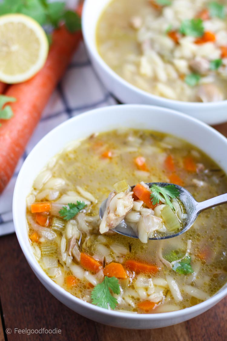Chicken Lemon Orzo Soup | FeelGoodFoodie