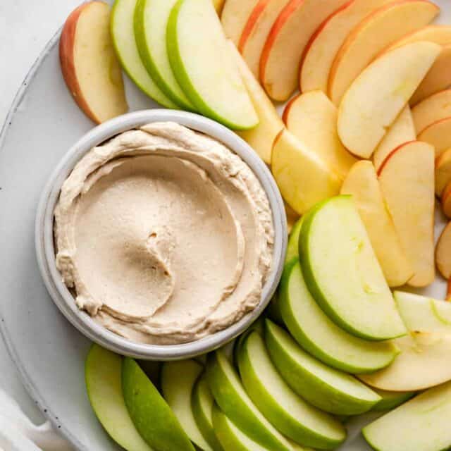 Peanut butter yogurt dip with apples