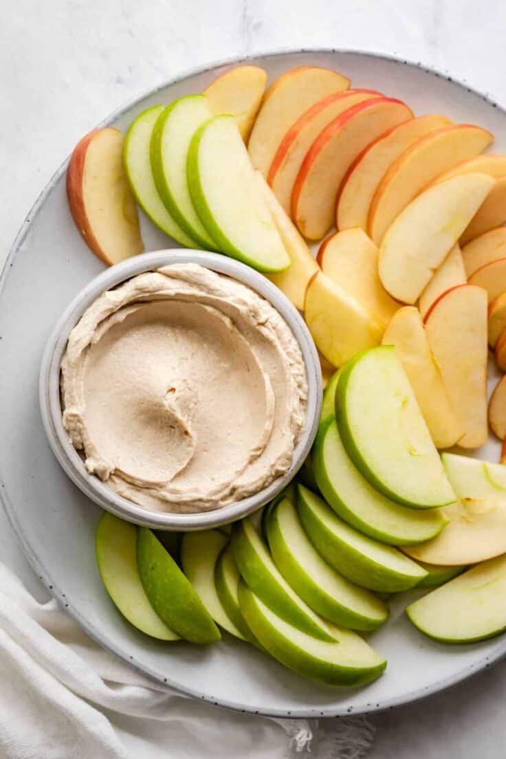 Peanut butter yogurt dip with apples