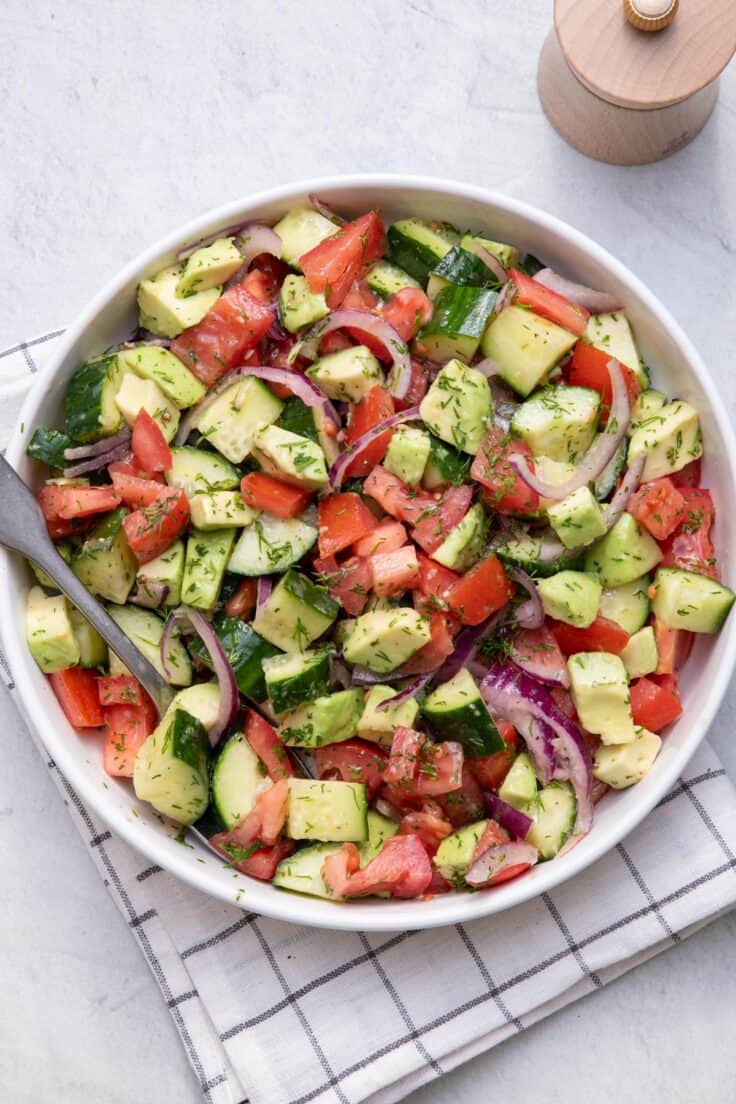 Tomato Avocado Cucumber Salad {Simple Recipe!} - Feel Good Foodie