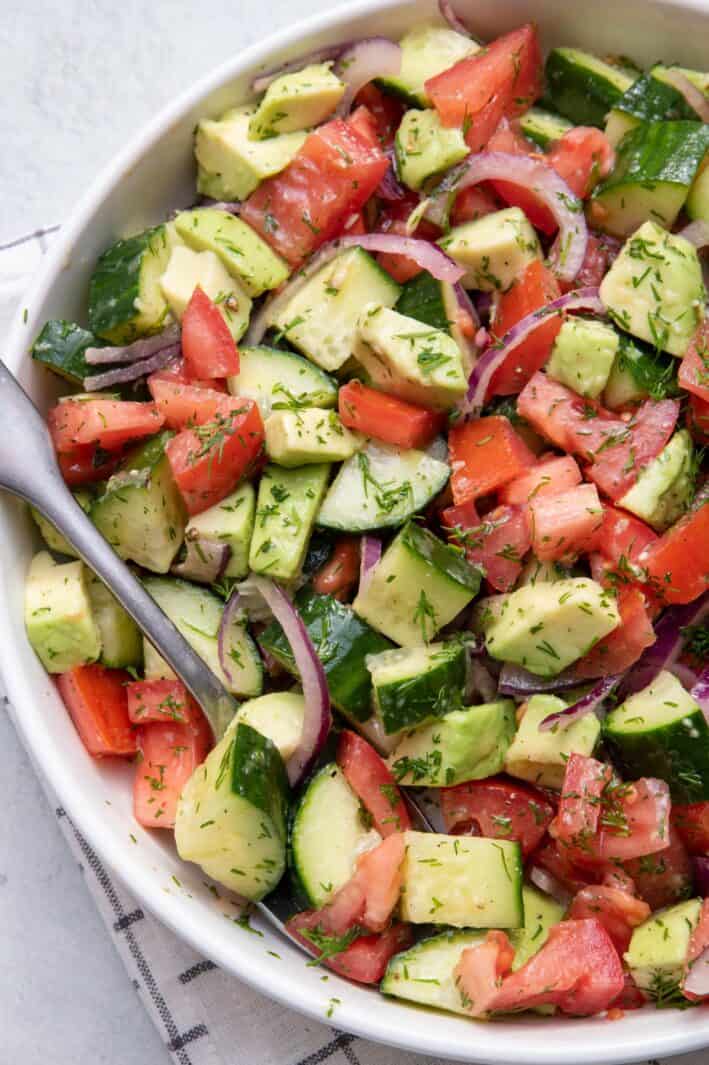 Tomato Avocado Cucumber Salad {Simple Recipe!} - Feel Good Foodie