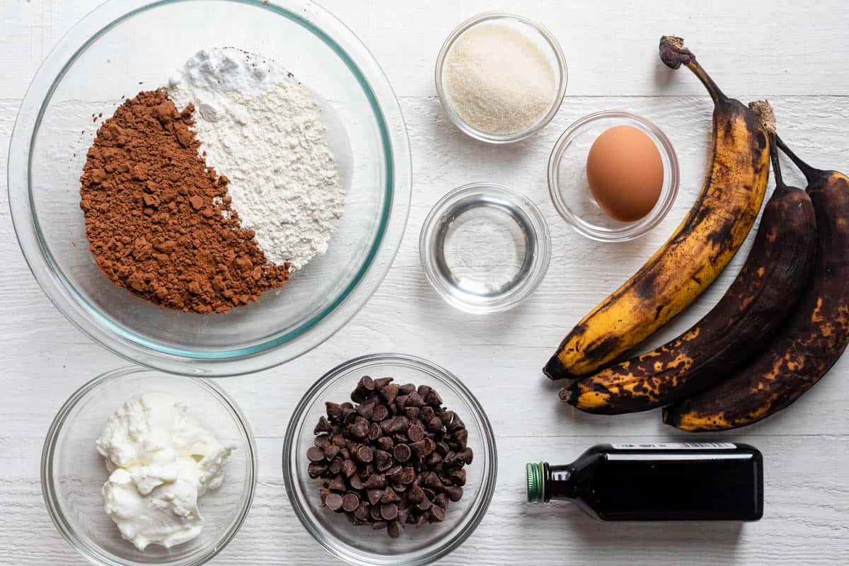 Ingredients to make the recipe laid out on white background