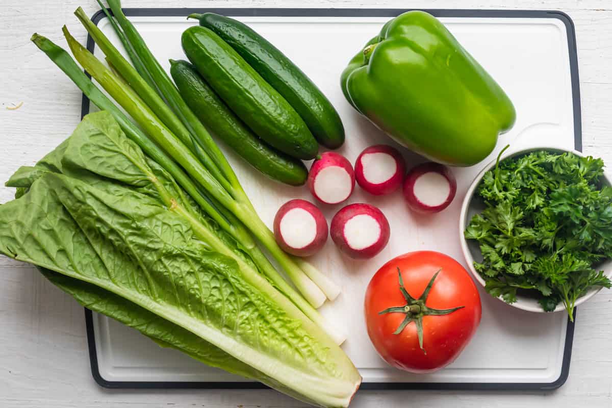 Ingredients to make the recipe on a cutting board