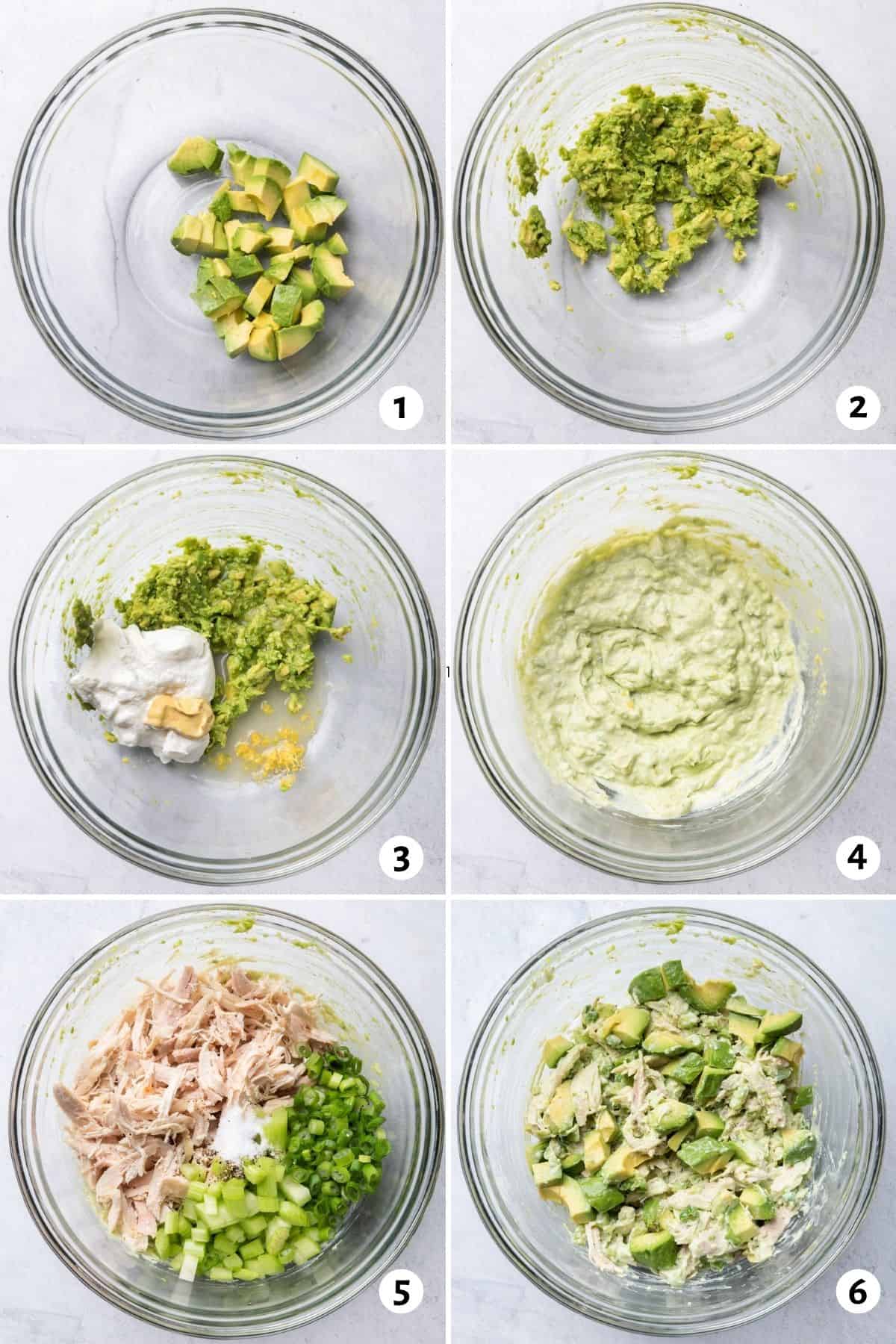 6 image collage to show how to make the recipe