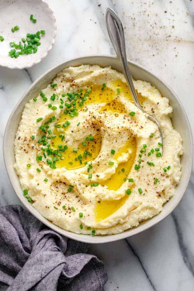 Cauliflower Mashed Potatoes {Low Carb Recipe} FeelGoodFoodie