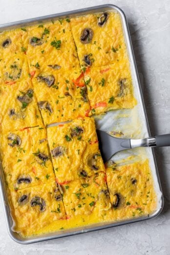 Eggs for a crowd - sheet pan eggs made in a baking sheet