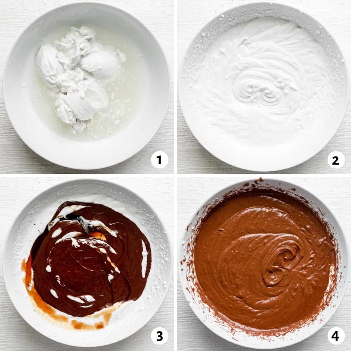 4 image collage to show how to make the recipe in one bowl