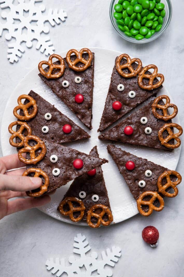 Reindeer Brownies Easy Holiday Recipe - Feel Good Foodie