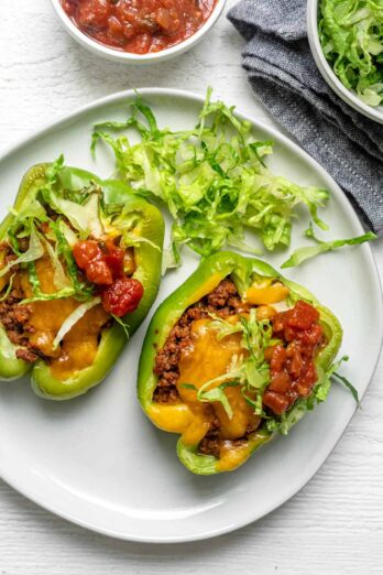 2 Taco Stuffed Peppers on a white dish
