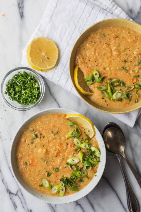 Crushed Lentil Soup {Vegan Lebanese Recipe} FeelGoodFoodie