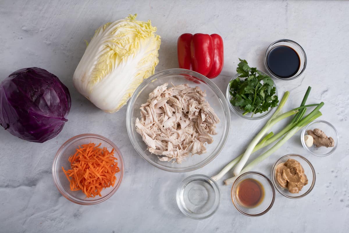 ingredients for the asian chicken salad