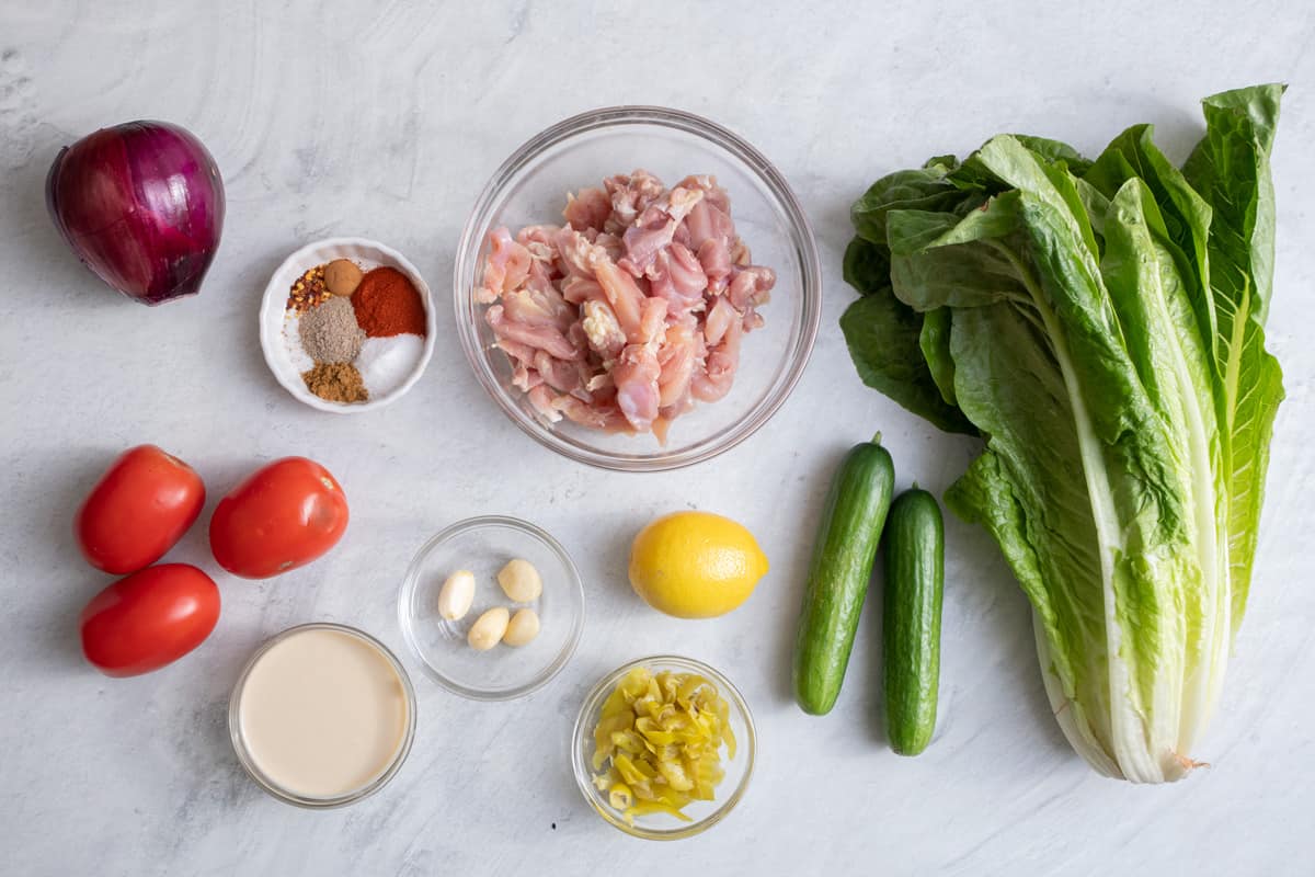 Ingredients to make the salad recipe