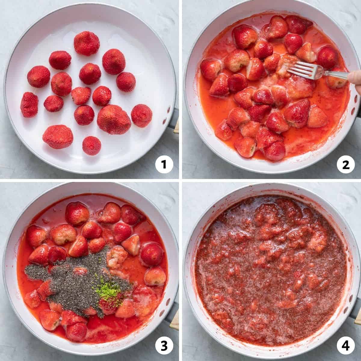 4 image collage to show how to make the recipe in one pot