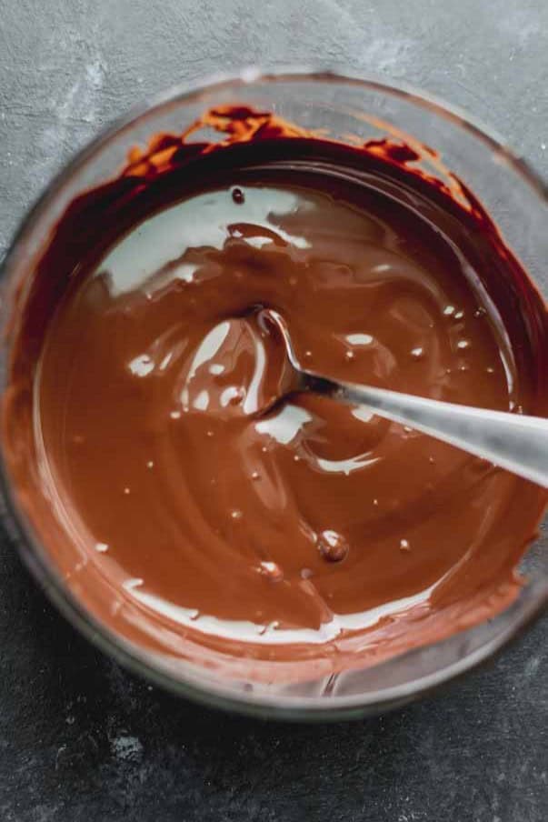 Melted chocolate in a bowl.