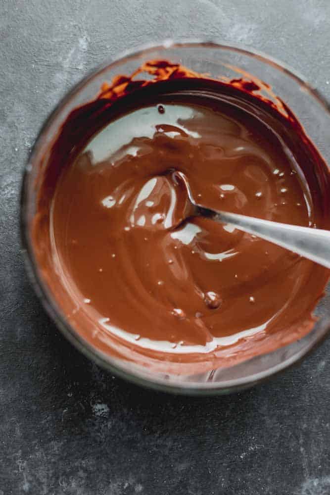 a bowl of melted chocolate