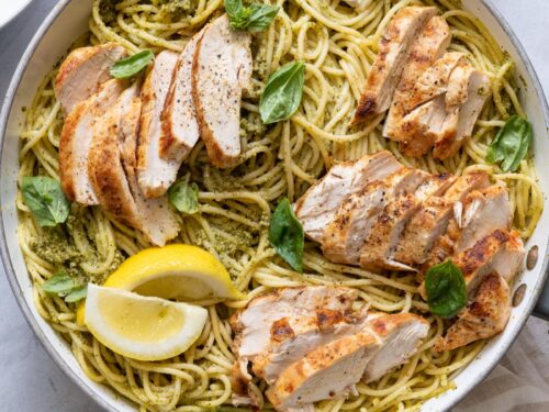 Pesto Pasta with Chicken {NO Cream} - FeelGoodFoodie