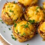 Hash brown eggs nests topped with parsley