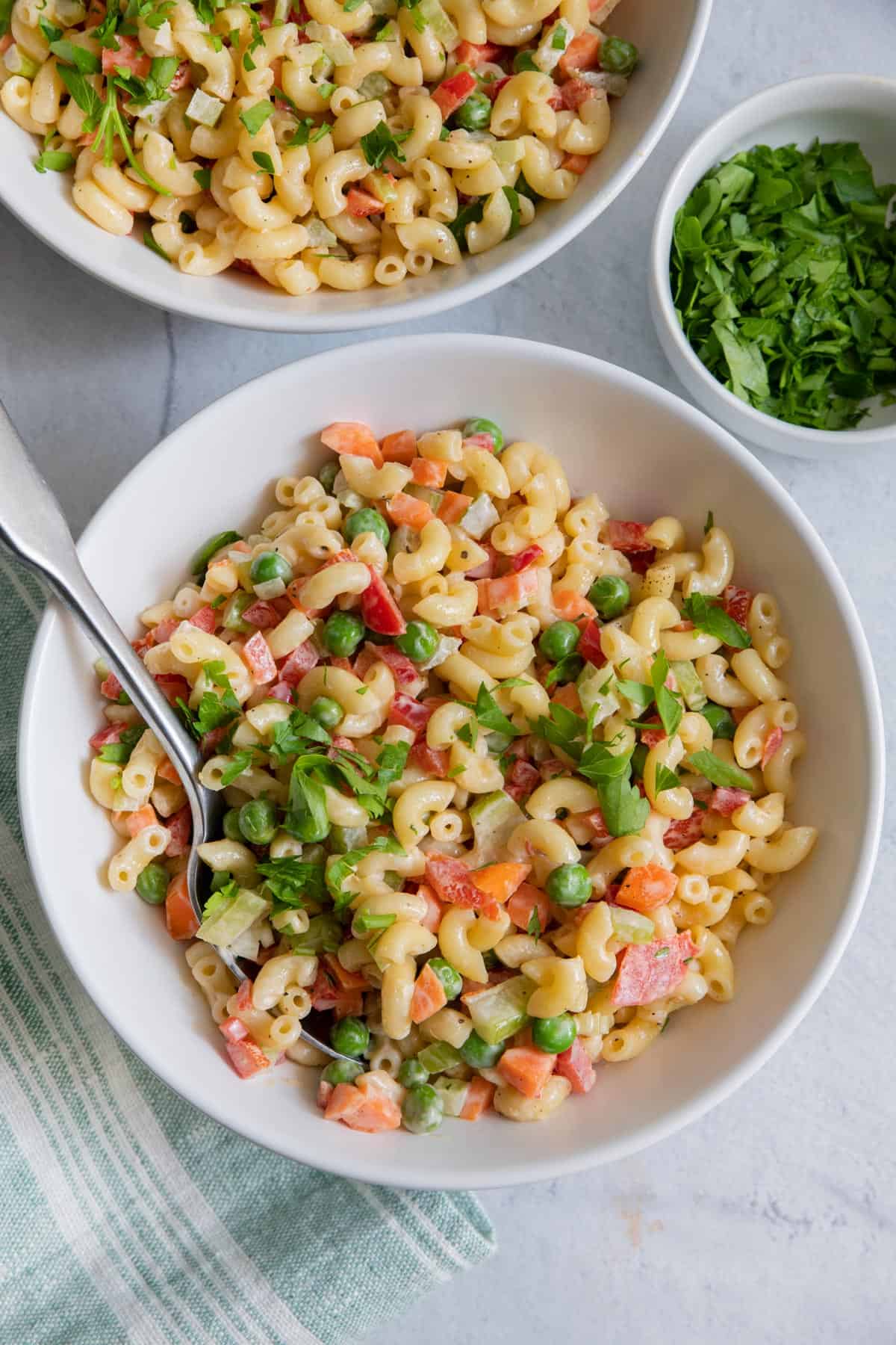 Vegan Macaroni Salad in two bowls