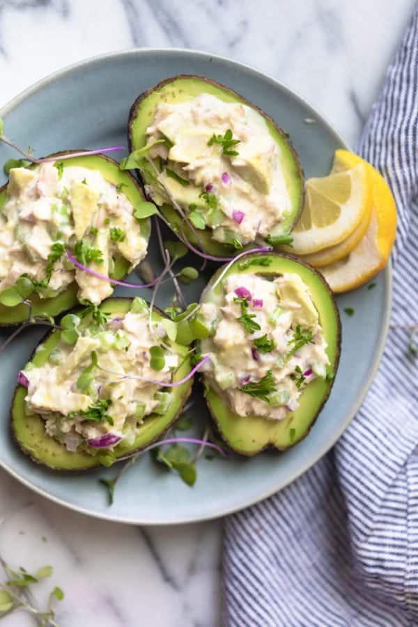 Tuna Avocado Salad {Stuffed in Avocados} - Feel Good Foodie