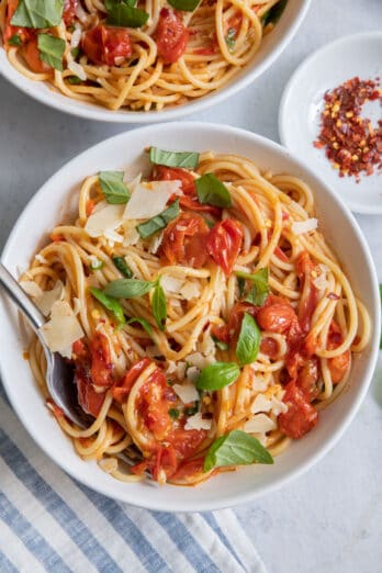 Pasta with Cherry Tomatoes - FeelGoodFoodie