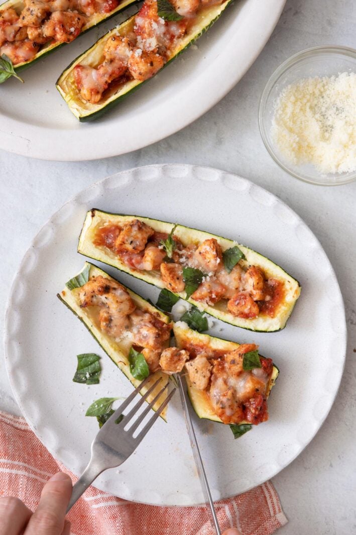 Chicken Stuffed Zucchini Boats - Feel Good Foodie