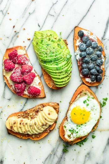 Sweet Potato Toast with different toppings