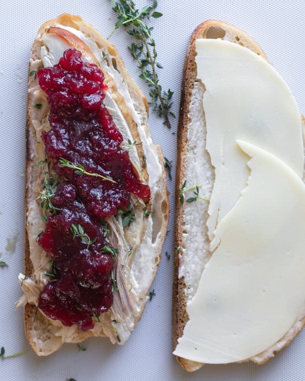 Cheese added to one side of the panini.