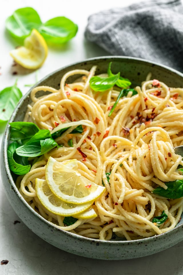 Hummus pasta in a large bowl