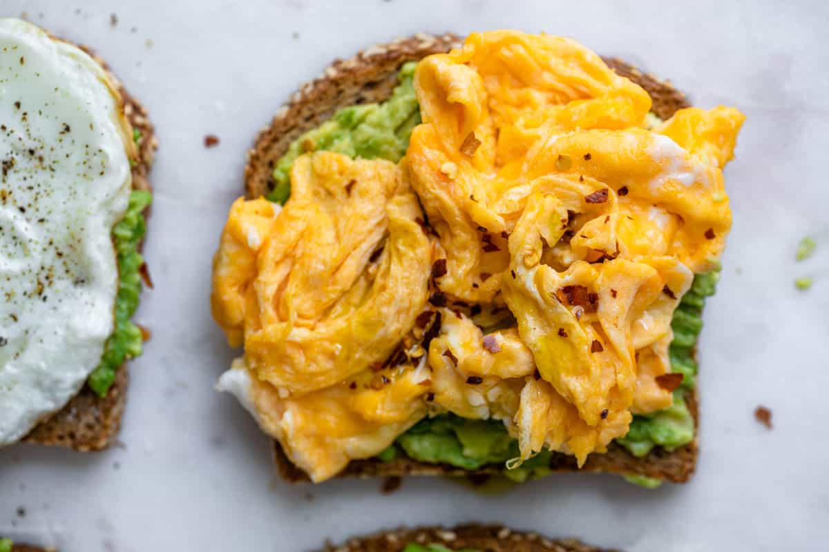 Avocado toast with scrambled egg