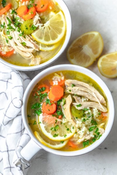 {HEALTHY} Chicken Lemon Rice Soup Recipe - Feel Good Foodie