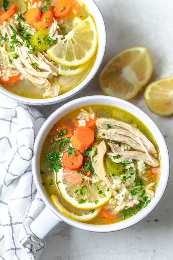 {HEALTHY} Chicken Lemon Rice Soup Recipe FeelGoodFoodie