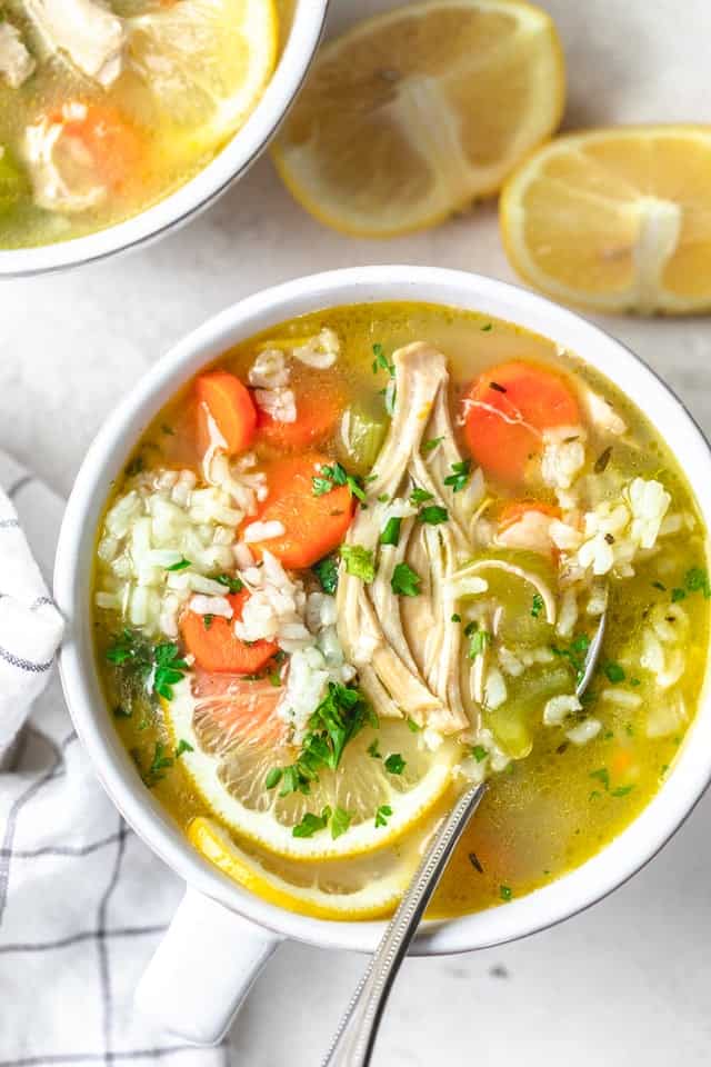 HEALTHY} Chicken Lemon Rice Soup Recipe - FeelGoodFoodie