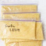 Plastic storage bags of garlic paste - how to freeze garlic