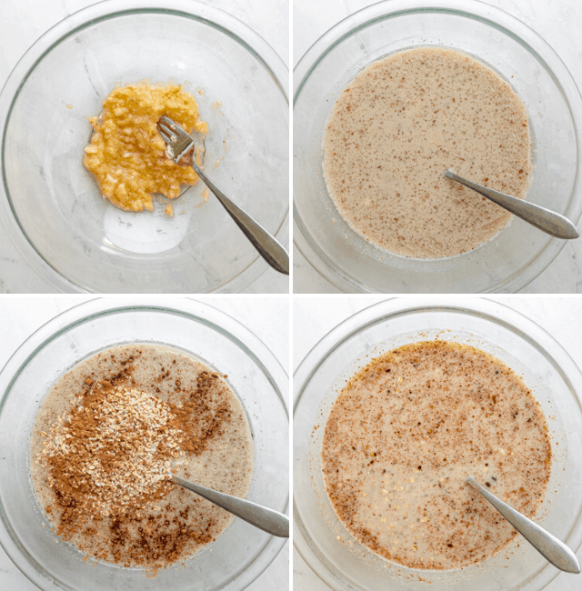 Process shots to show how to mix the oat batter