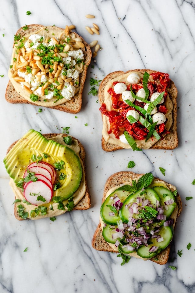 Hummus Toast 4 ways