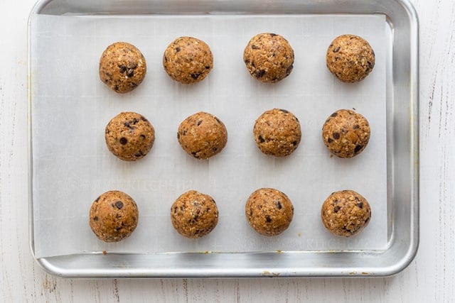 Tray of energy balls after they've been formed